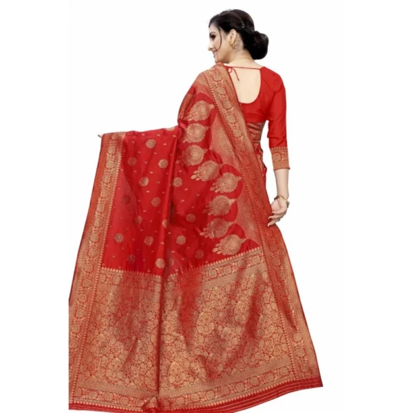 Women's Jacquard Saree (Red ,5-6Mtrs)