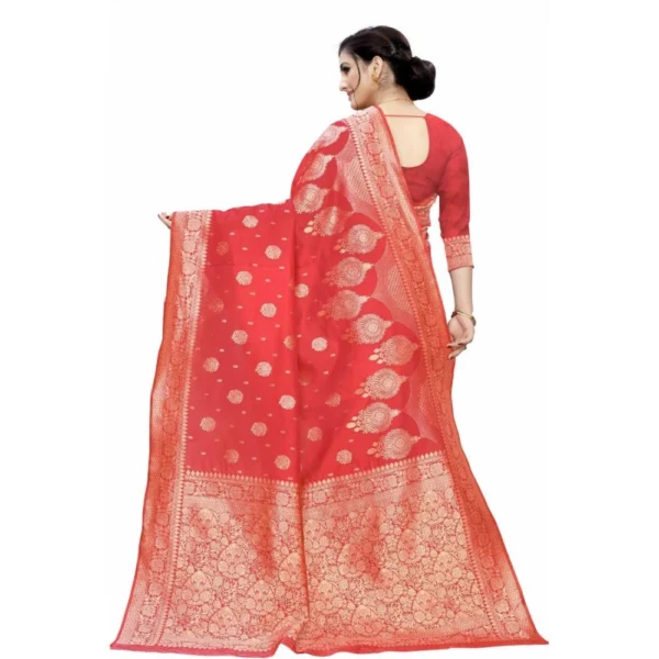 Women's Jacquard Saree (Peach ,5-6Mtrs)