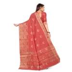 Women's Cotton Blend Saree (Peach ,5-6Mtrs)