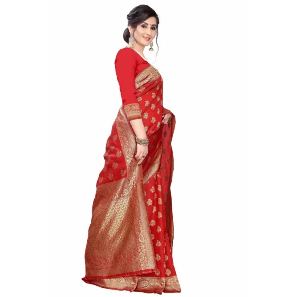 Women's Banarasi Silk Jacquard Saree (Red ,5-6Mtrs)