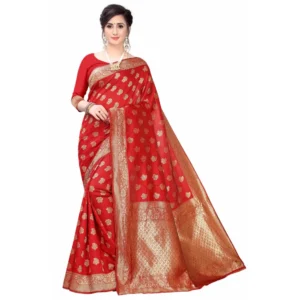 Women's Banarasi Silk Jacquard Saree (Red ,5-6Mtrs)