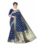 Women's Banarasi Silk Jacquard Saree (Navy Blue ,5-6Mtrs)