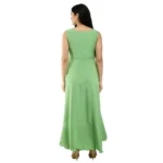 Women's Crepe Solid Sleeveless Full Length Gown(Green)