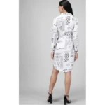 Women's Crepe Paper Print Full Sleeve Short Tops(White)