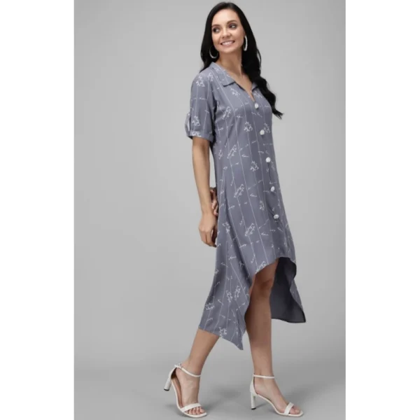 Women's Rayon Printed Half Sleeve Short Tops(Grey)