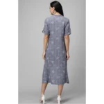 Women's Rayon Printed Half Sleeve Short Tops(Grey)