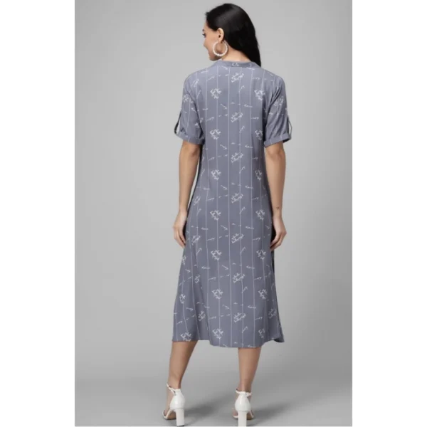 Women's Rayon Printed Half Sleeve Short Tops(Grey)