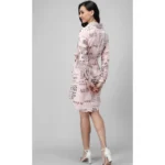 Women's Crepe Paper Print Full Sleeve Short Tops(Link Pink)