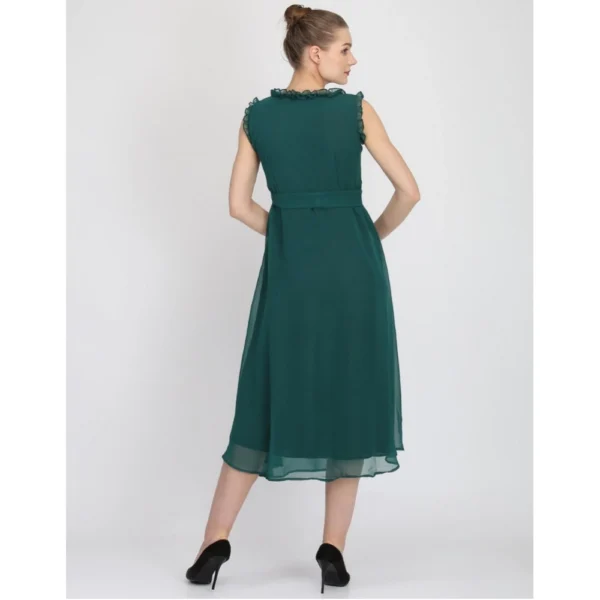 Women's Georgette Solid Sleeveless Full Length Gown(Green)