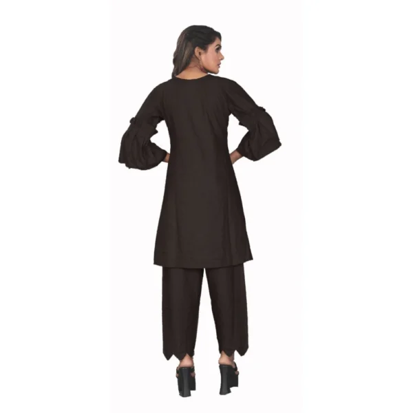 Women's Rayon Short Sleeves Kurta Sets(Black)