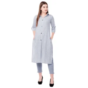 Women's Cotton Three-Quarter Sleeves Kurta Sets(Black)