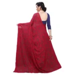 Women's Lycra Blend Saree (Red, 5-6Mtrs)