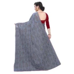 Women's Lycra Blend Saree (Grey, 5-6Mtrs)