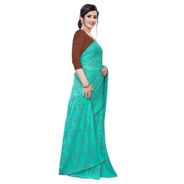 Women's Lycra Blend Saree (Sea green,5-6Mtrs)