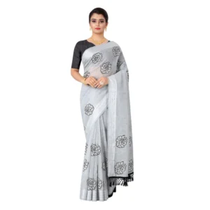 Women's Cotton Saree (Grey,5-6Mtrs)