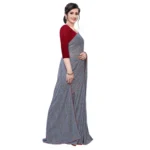 Women's Lycra Blend Saree (Grey, 5-6Mtrs)