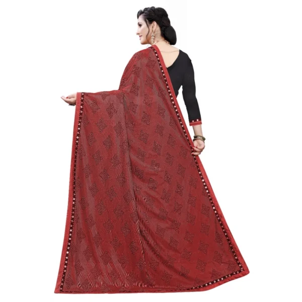 Women's Soft Knitted Saree (Red,5-6Mtrs)