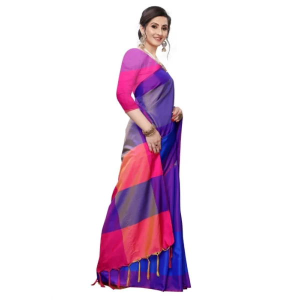 Women's Woven Sana Silk Saree (Blue,5-6Mtrs)