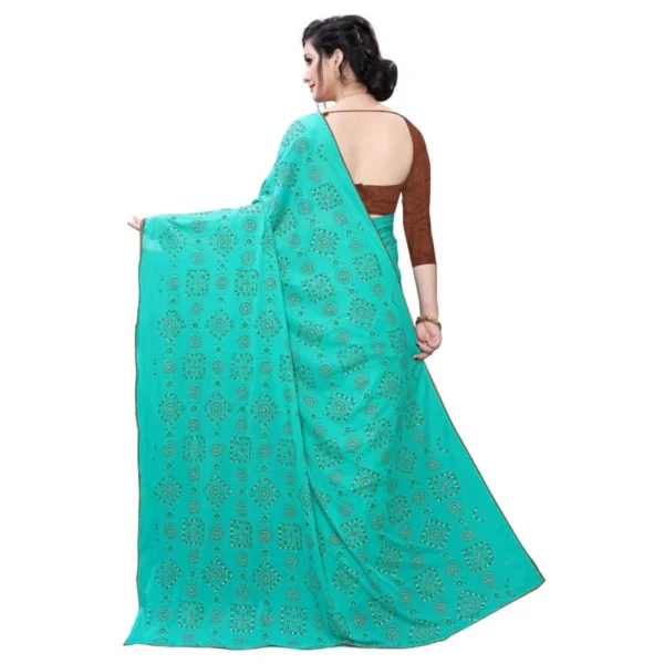 Women's Lycra Blend Saree (Sea green,5-6Mtrs)