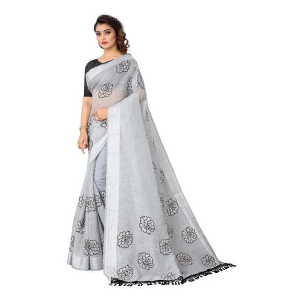 Women's Cotton Saree (Grey,5-6Mtrs)