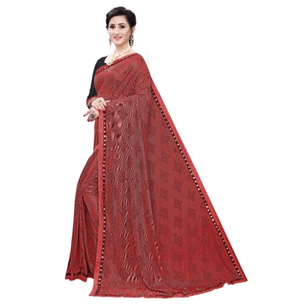 Women's Soft Knitted Saree (Red,5-6Mtrs)