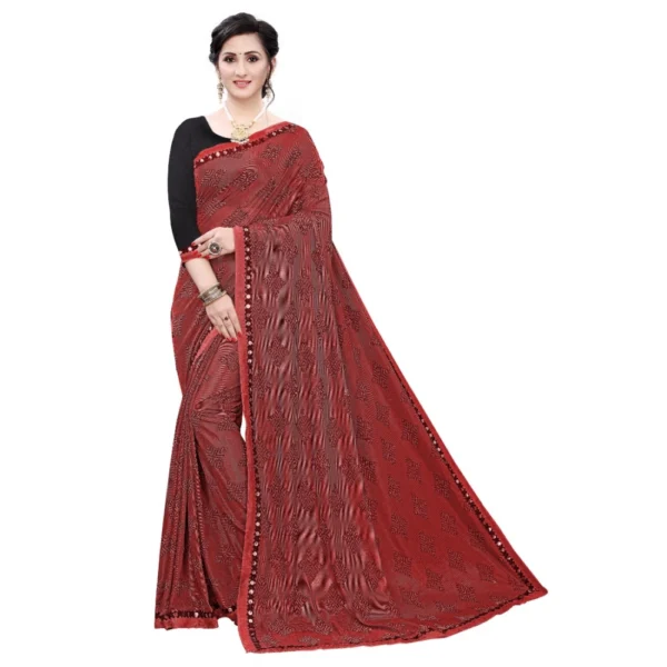Women's Soft Knitted Saree (Red,5-6Mtrs)