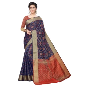 Women's Kanjivaram Silk Saree(Blue ,5-6Mtrs)