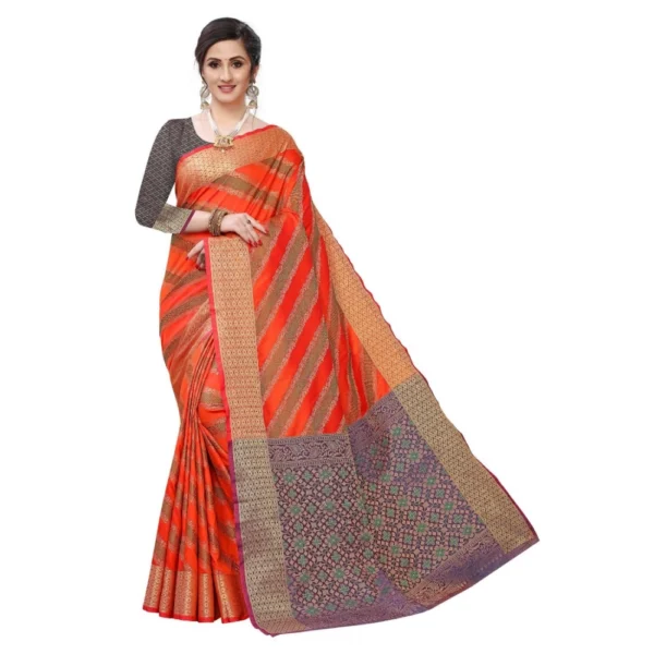 Women's Jacquard Woven Saree(Red ,5-6Mtrs)
