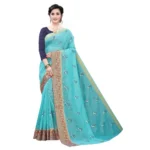 Women's Soft Cotton Silk Saree(Sea Green ,5-6Mtrs)