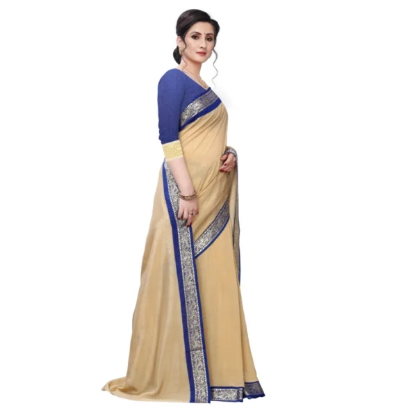 Women's Vichitra Silk Saree(Beige ,5-6Mtrs)