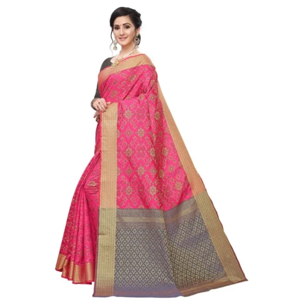 Women's Kanjivaram Silk Saree(Pink ,5-6Mtrs)