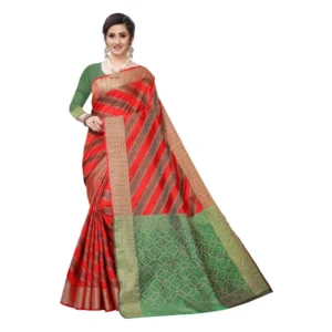 Women's Jacquard Woven Saree(Red ,5-6Mtrs)