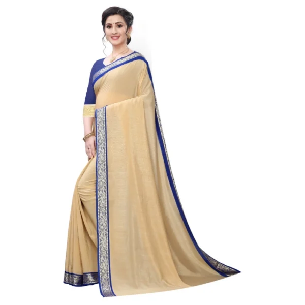 Women's Vichitra Silk Saree(Beige ,5-6Mtrs)