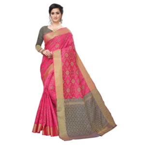 Women's Kanjivaram Silk Saree(Pink ,5-6Mtrs)