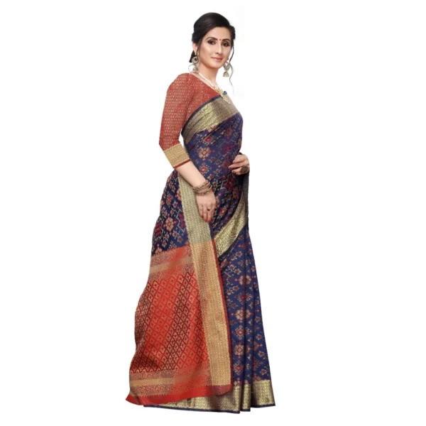 Women's Kanjivaram Silk Saree(Blue ,5-6Mtrs)