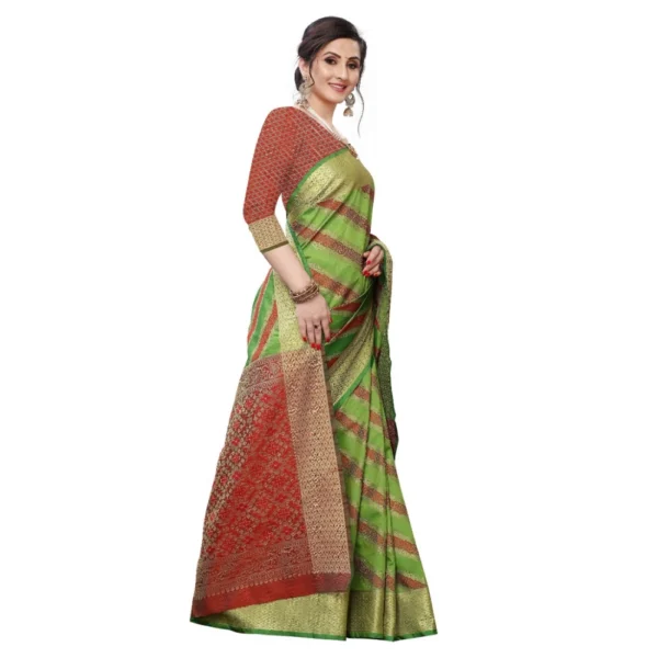 Women's Jacquard Woven Saree(Parrot Green ,5-6Mtrs)