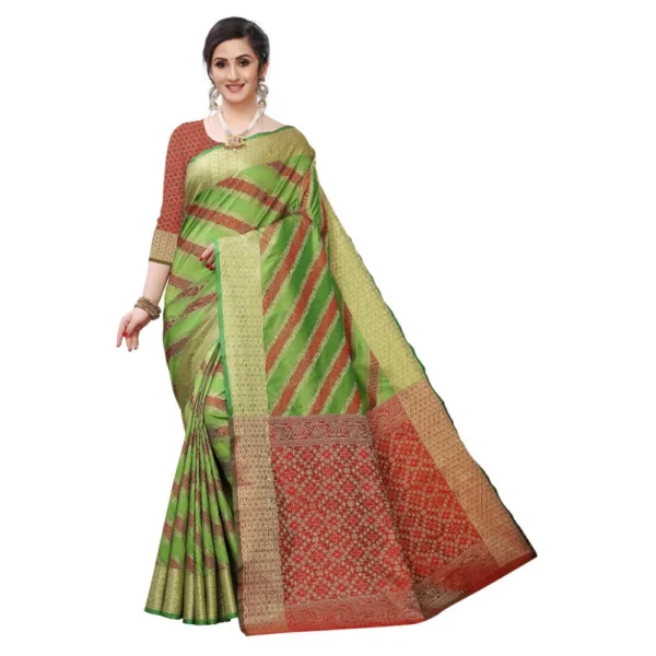 Women's Jacquard Woven Saree(Parrot Green ,5-6Mtrs)