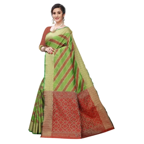 Women's Jacquard Woven Saree(Parrot Green ,5-6Mtrs)