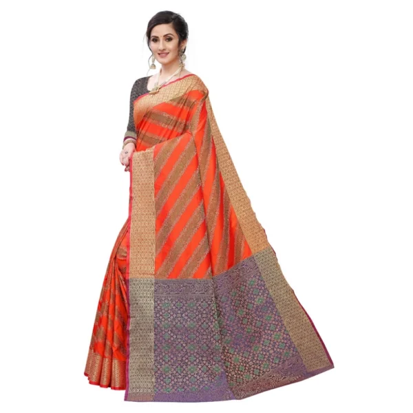 Women's Jacquard Woven Saree(Red ,5-6Mtrs)