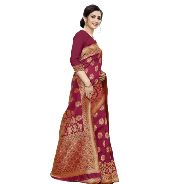 Women's Jacquard Saree (Magenta ,5-6Mtrs)