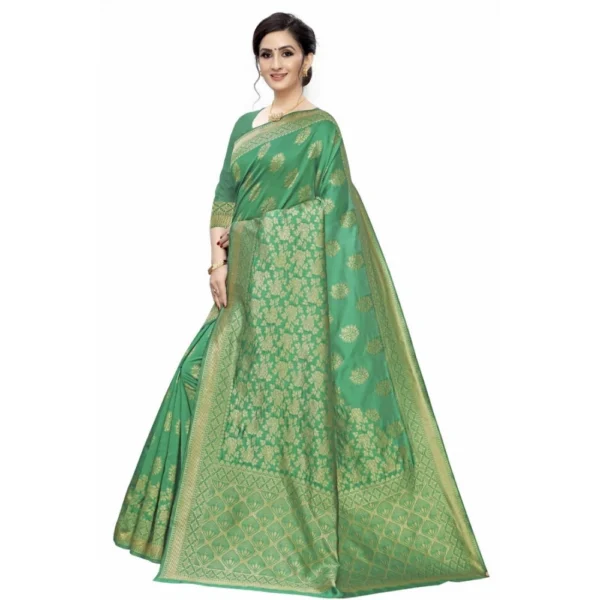 Women's Jacquard Saree (Green ,5-6Mtrs)