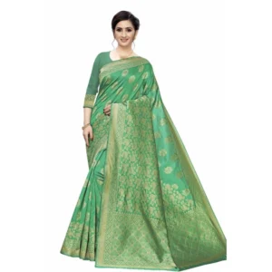 Women's Jacquard Saree (Green ,5-6Mtrs)