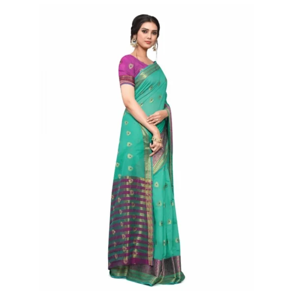Women's Cotton_Silk Saree (Sea Green ,5-6Mtrs)