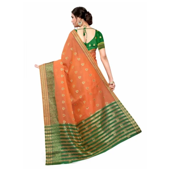 Women's Cotton_Silk Saree (Orange ,5-6Mtrs)