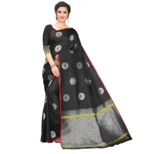 Women's Jacquard Saree (Black ,5-6Mtrs)