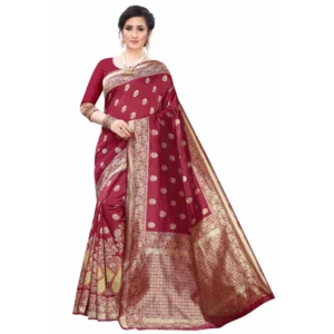 Women's Silk Blend Saree (Maroon ,5-6Mtrs)