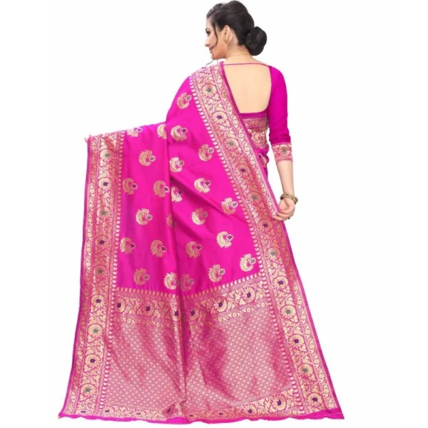 Women's Jacquard Saree (Pink ,5-6Mtrs)