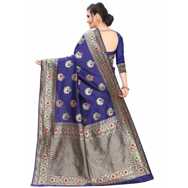 Women's Jacquard Saree (Navy Blue ,5-6Mtrs)
