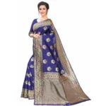 Women's Jacquard Saree (Navy Blue ,5-6Mtrs)