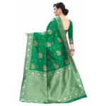 Women's Silk Blend Saree (Green ,5-6Mtrs)